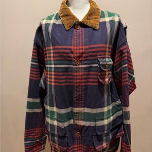 Vintage Ralph Lauren Multicolor Plaid Hunting Jacket with Corduroy Collar